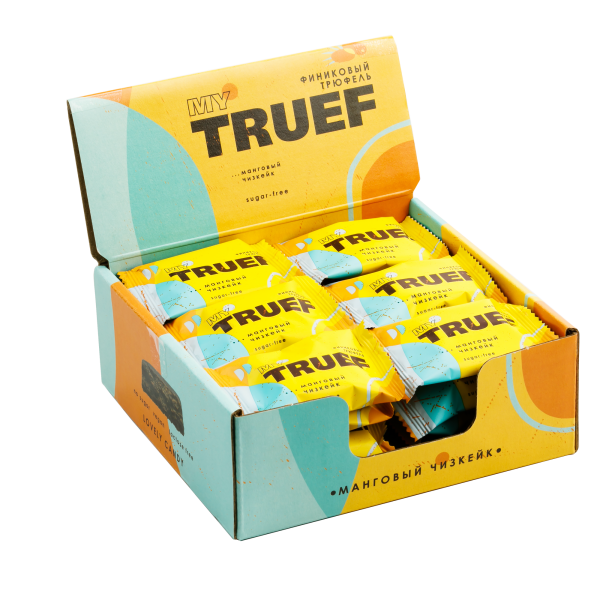 Date truffle Mango cheesecake / My Truef / 360 g / 24 candies / show-box / Siberian cedar