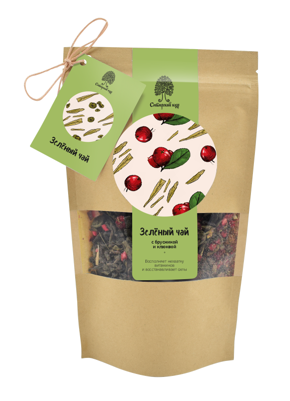 Green tea with cranberries and cranberries / CraftTea / 50 g / Siberian cedar