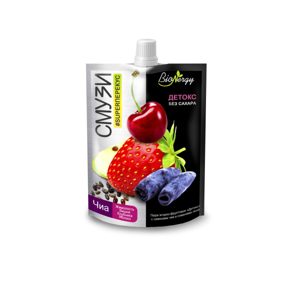 Smoothie Detox BioNergy (honeysuckle, cherry, strawberry, apple, chia seeds) / 120 g / doypack
