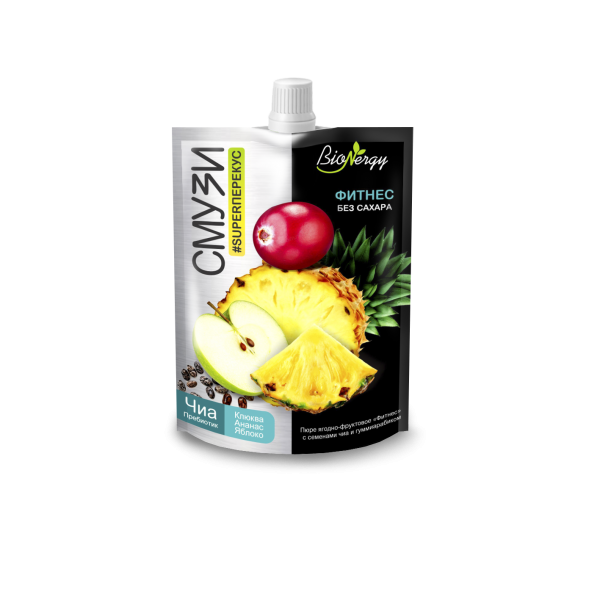Smoothie Fitness BioNergy (cranberry, pineapple, apple, chia seeds, prebiotic) / 120 g / doypack