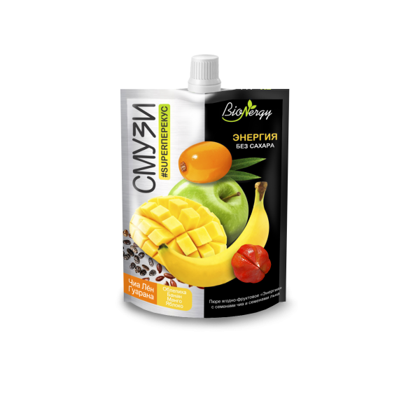 Smoothie Energy BioNergy (sea buckthorn, banana, mango, chia seeds, flax seeds, guarana) / 120 g / doypack