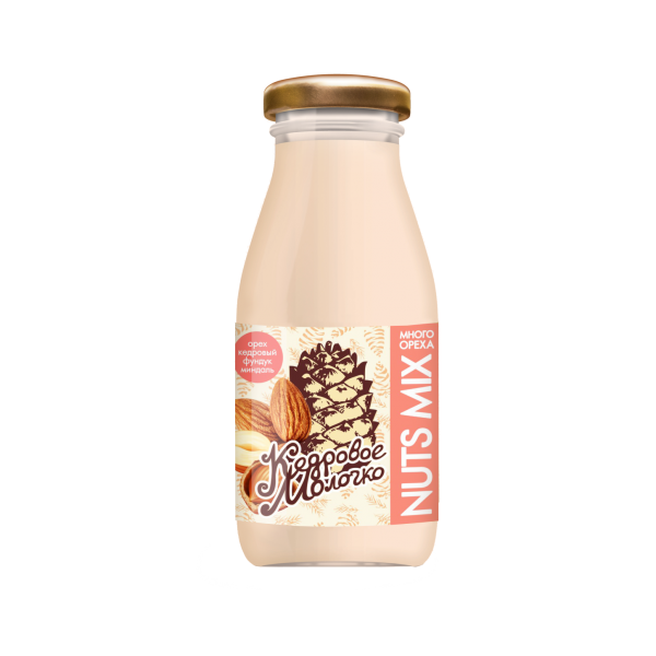 Cedar milk with hazelnuts and almonds / 200 ml / Glass bottle / Sava
